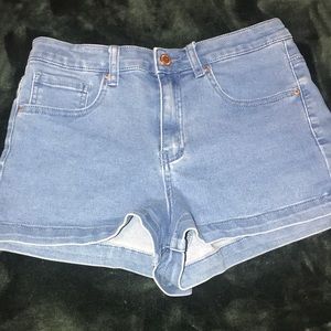 Blue denim shorts